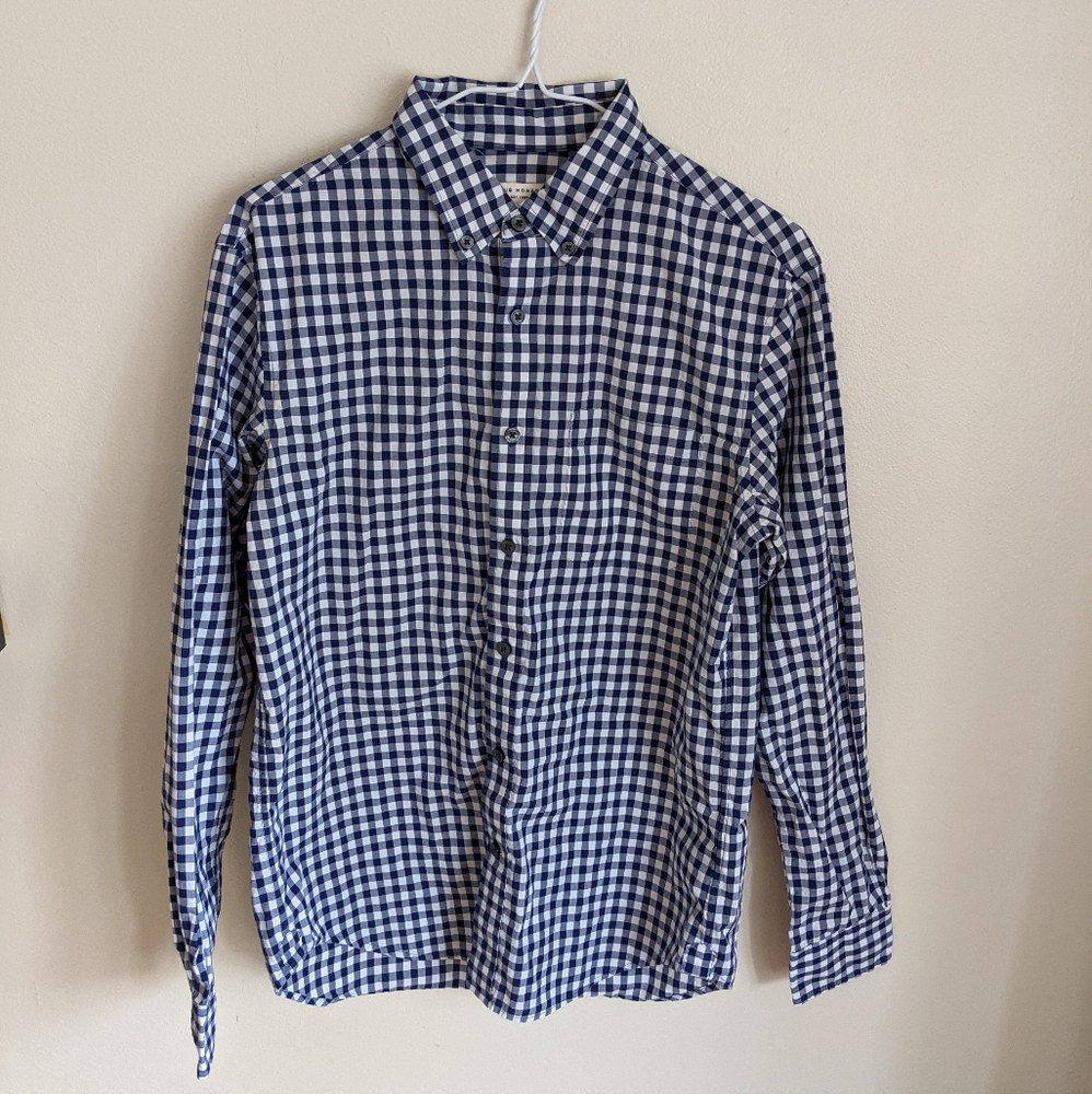 Club Monaco Men's Slim S Blue Check Button Down - Picture 1 of 7